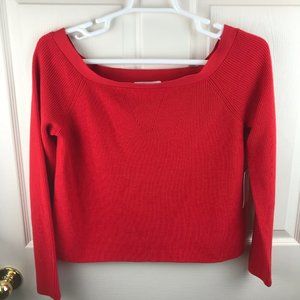 NWT Frame Off the Shoulder Cropped Sweater Red